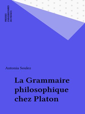 cover image of La Grammaire philosophique chez Platon